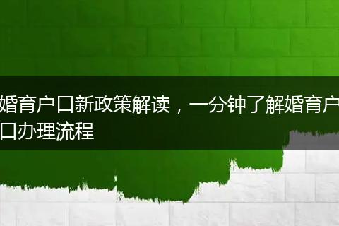 婚育户口新政策解读，一分钟了解婚育户口办理流程