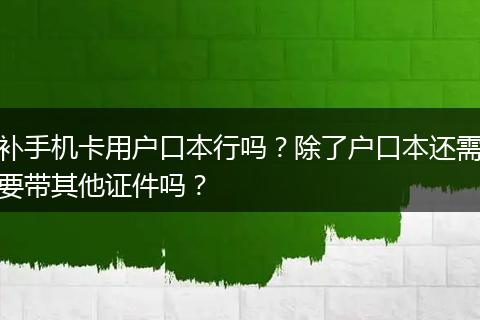 补手机卡用户口本行吗？除了户口本还需要带其他证件吗？