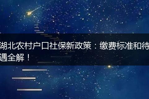 湖北农村户口社保新政策：缴费标准和待遇全解！