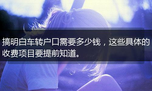 搞明白车转户口需要多少钱，这些具体的收费项目要提前知道。
