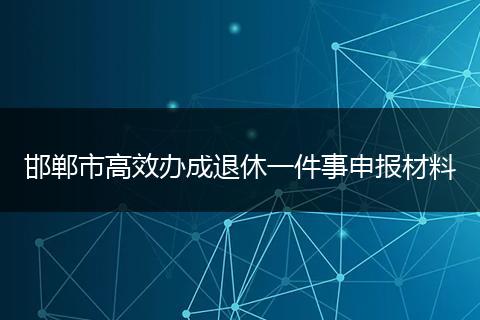 邯郸市高效办成退休一件事申报材料