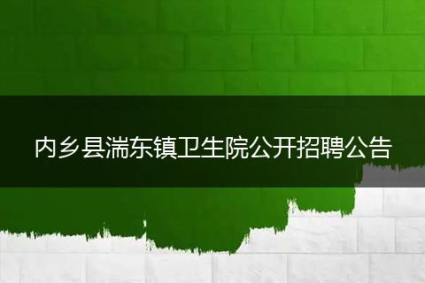 内乡县湍东镇卫生院公开招聘公告
