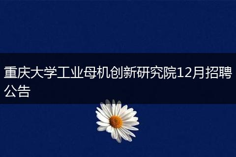 重庆大学工业母机创新研究院12月招聘公告