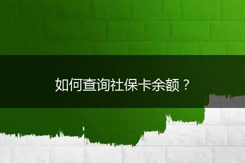 如何查询社保卡余额？