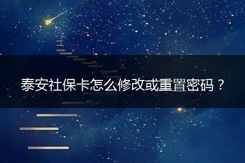 泰安社保卡怎么修改或重置密码?