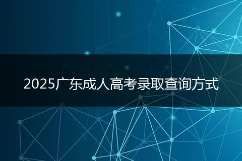 2025广东成人高考录取查询方式