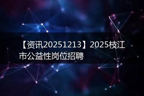 【资讯20251213】2025枝江市公益性岗位招聘