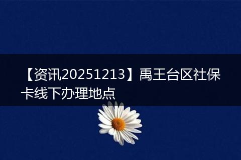 【资讯20251213】禹王台区社保卡线下办理地点