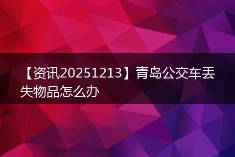 【资讯20251213】青岛公交车丢失物品怎么办