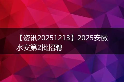 【资讯20251213】2025安徽水安第2批招聘