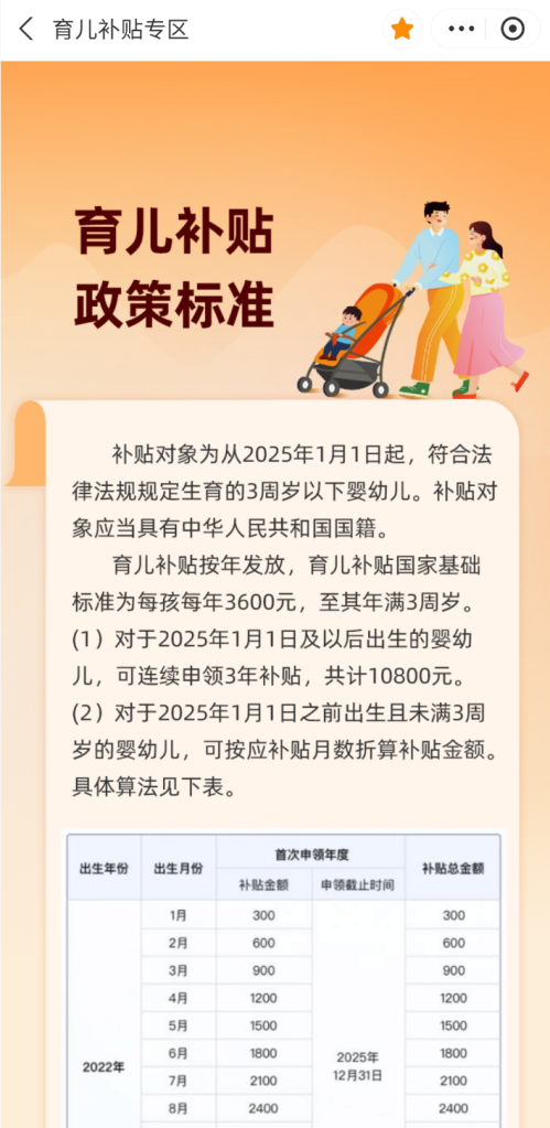 【资讯20251216】2025年度育儿补贴申领12月31日截止(附流程）