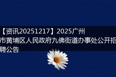 【资讯20251217】2025广州市黄埔区人民政府九佛街道办事处公开招聘公告