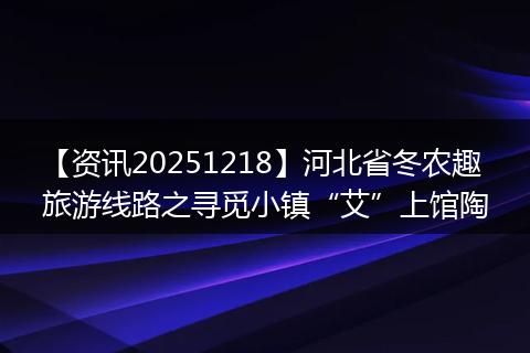 【资讯20251218】河北省冬农趣旅游线路之寻觅小镇“艾”上馆陶
