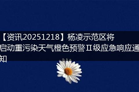 【资讯20251218】杨凌示范区将启动重污染天气橙色预警Ⅱ级应急响应通知
