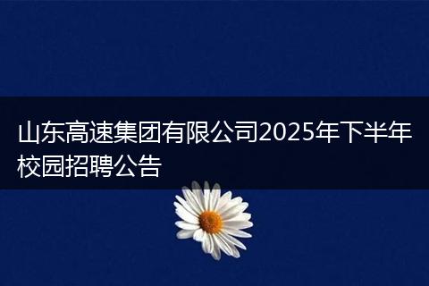 山东高速集团有限公司2025年下半年校园招聘公告
