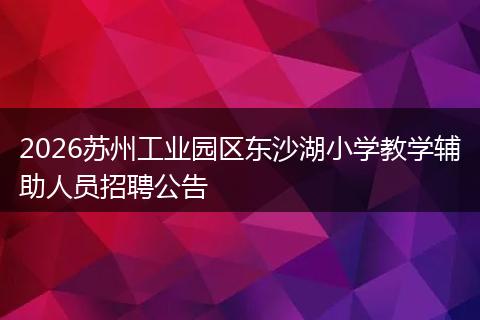 2026苏州工业园区东沙湖小学教学辅助人员招聘公告