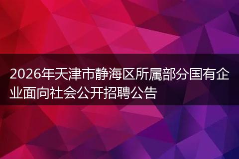 2026年天津市静海区所属部分国有企业面向社会公开招聘公告
