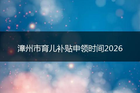 漳州市育儿补贴申领时间2026