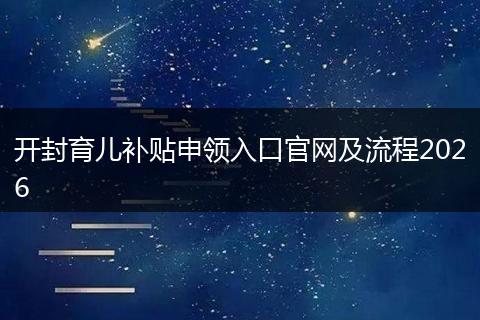 开封育儿补贴申领入口官网及流程2026