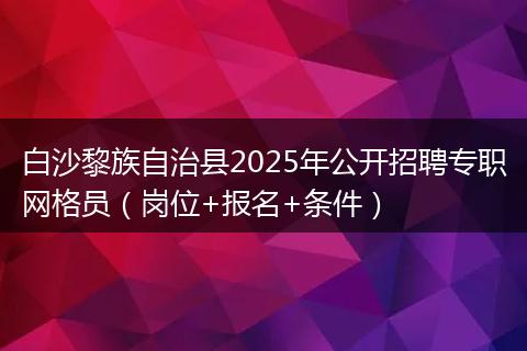 白沙黎族自治县2025年公开招聘专职网格员（岗位+报名+条件）