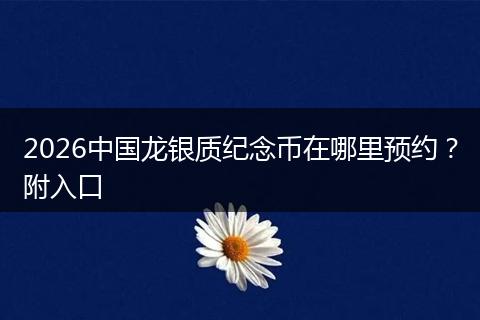 2026中国龙银质纪念币在哪里预约？附入口