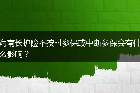 海南长护险不按时参保或中断参保会有什么影响？