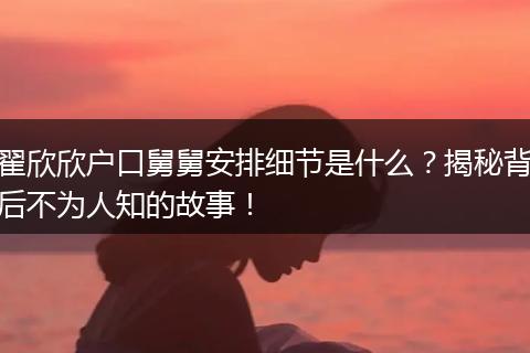 翟欣欣户口舅舅安排细节是什么？揭秘背后不为人知的故事！