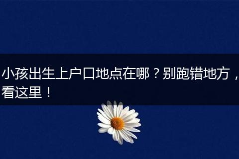 小孩出生上户口地点在哪？别跑错地方，看这里！