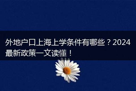 外地户口上海上学条件有哪些？2024最新政策一文读懂！