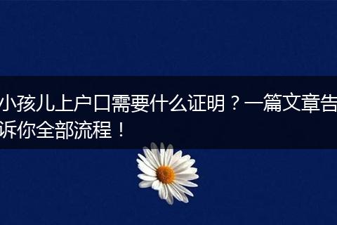 小孩儿上户口需要什么证明？一篇文章告诉你全部流程！