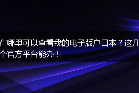 在哪里可以查看我的电子版户口本？这几个官方平台能办！