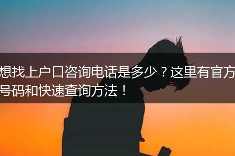 想找上户口咨询电话是多少？这里有官方号码和快速查询方法！
