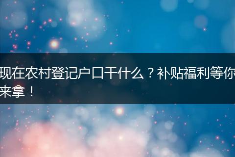 现在农村登记户口干什么？补贴福利等你来拿！