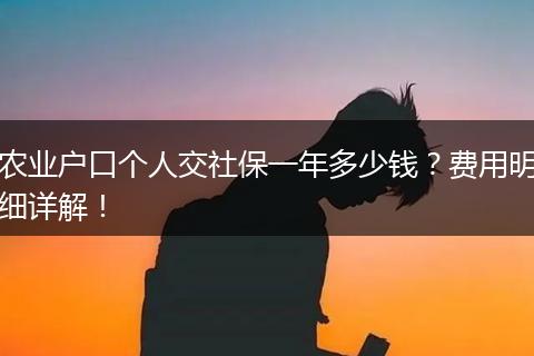 农业户口个人交社保一年多少钱？费用明细详解！