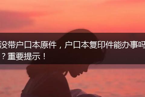 没带户口本原件，户口本复印件能办事吗？重要提示！