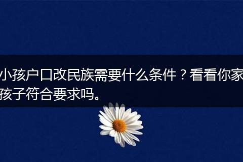 小孩户口改民族需要什么条件？看看你家孩子符合要求吗。