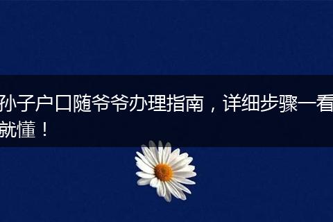 孙子户口随爷爷办理指南，详细步骤一看就懂！