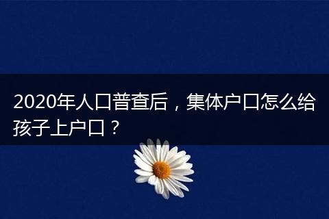 2020年人口普查后，集体户口怎么给孩子上户口？