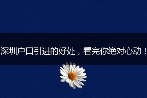 深圳户口引进的好处，看完你绝对心动！