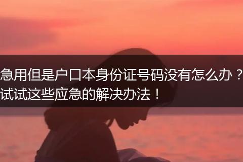 急用但是户口本身份证号码没有怎么办？试试这些应急的解决办法！