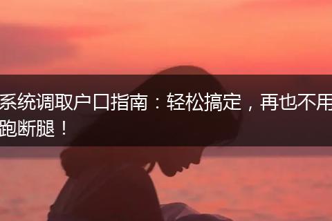 系统调取户口指南：轻松搞定，再也不用跑断腿！