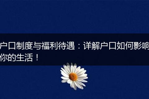 户口制度与福利待遇：详解户口如何影响你的生活！