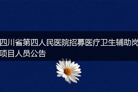 四川省第四人民医院招募医疗卫生辅助岗项目人员公告