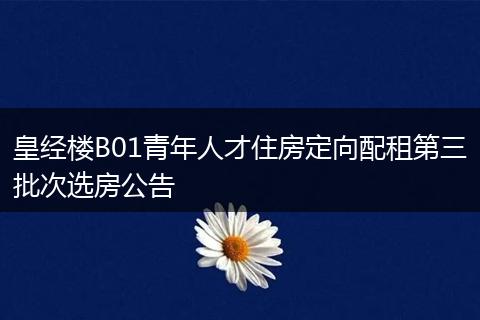 皇经楼B01青年人才住房定向配租第三批次选房公告