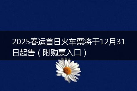 2025春运首日火车票将于12月31日起售（附购票入口）