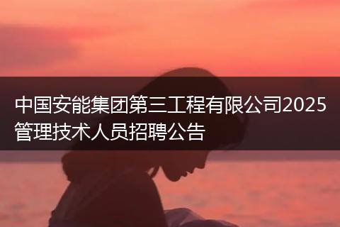 中国安能集团第三工程有限公司2025管理技术人员招聘公告