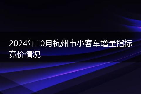 2024年10月杭州市小客车增量指标竞价情况