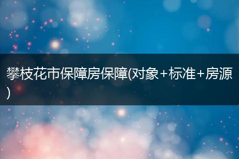 攀枝花市保障房保障(对象+标准+房源)