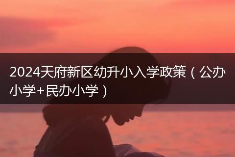 2024天府新区幼升小入学政策(公办小学+民办小学)