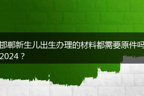 邯郸新生儿出生办理的材料都需要原件吗2024？